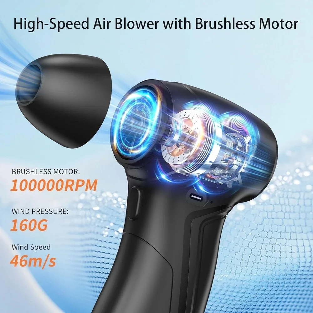 New Cordless Air Duster‎ Rechargeable Blower Adjustable Speed for PC Laptop Car